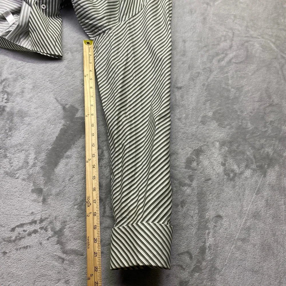 Banana Republic Mens‎ XL Long Sleeve Button Down Shirt Olive Green White Striped